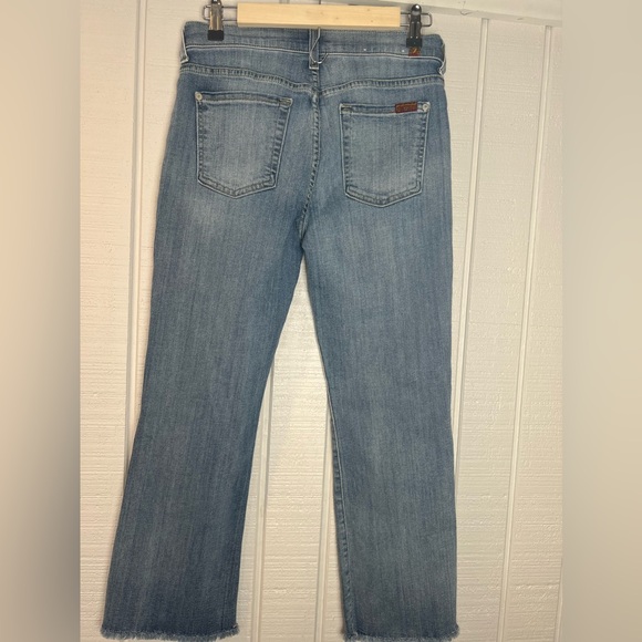 7 for all Mankind Cropped Boot cut Jeans Size 27 frayed edge - Picture 2 of 8